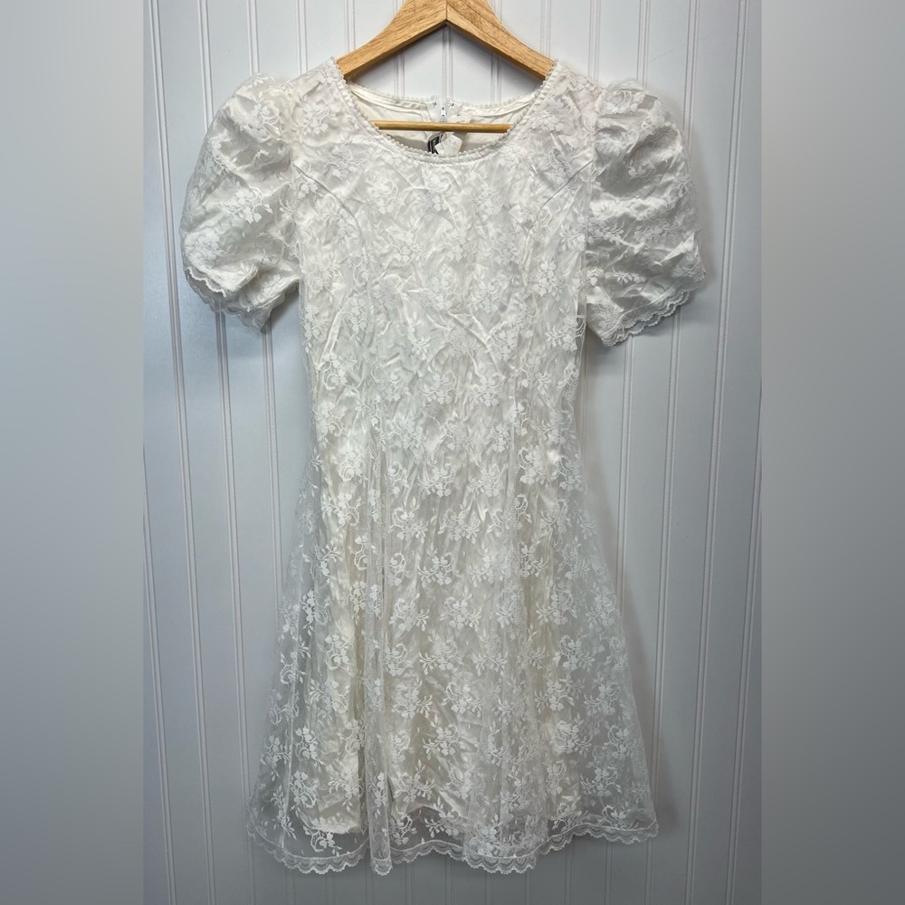 Vintage Girls Jessica McClintock White Lace Dress‎ Sz 10